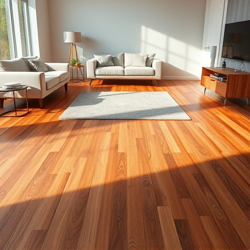 Beautifully finished hardwood floor installation in Dexter MI, featuring warm tones and minimalist decor in natural light.