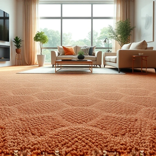 Completed carpet flooring installation in a modern Wixom MI living room with vibrant colors and soft textures.