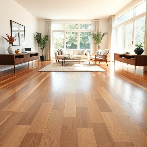 Hardwood flooring installation in a modern Ann Arbor home with polished oak planks and elegant minimalist decor