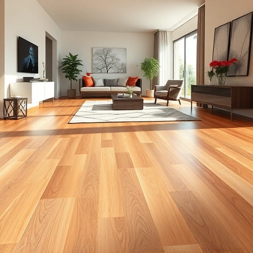 Completed hardwood flooring installation in Commerce Township MI featuring rich planks and elegant modern decor.