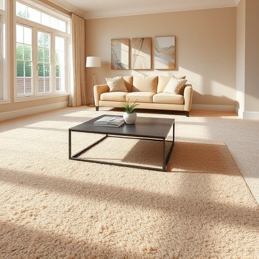 Spacious living room in Washtenaw County with plush carpet, modern decor, and warm neutral tones creating comfort.