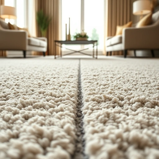 Carpet seam repair in a cozy living room in Ann Arbor, showcasing expert craftsmanship and blending colors seamlessly.