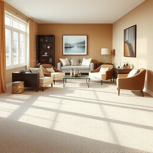Spacious Rochester Hills living room with plush beige carpet, modern decor, and natural light enhancing comfort.