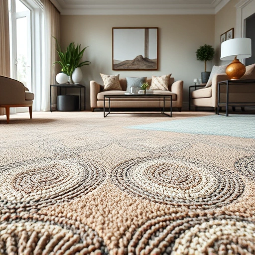 Carpet patch repair in Ann Arbor MI shows seamless blend of new and old fibers in a cozy living room setting.