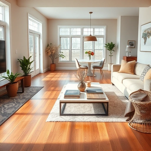 In-home flooring consultation in Ann Arbor featuring a stylish living room with elegant hardwood floors and decor.