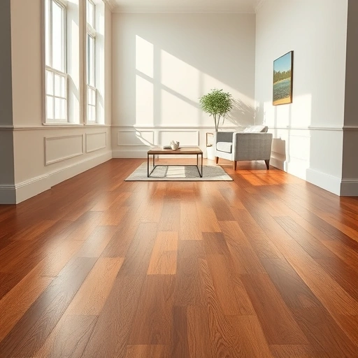 Spacious room in Saline, MI featuring rich hardwood flooring, warm tones, and minimalist decor for a sophisticated look.