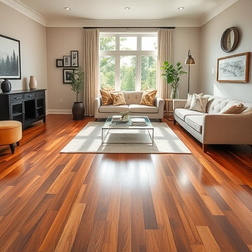 Elegant living room in Ann Arbor with gleaming hardwood flooring, stylish furniture, and natural light.