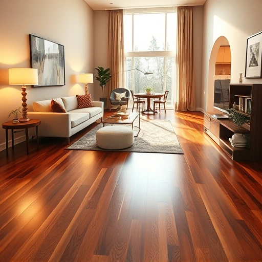 Living room in Ann Arbor, MI with polished hardwood floors, neutral walls, modern furniture, and decorative plants.
