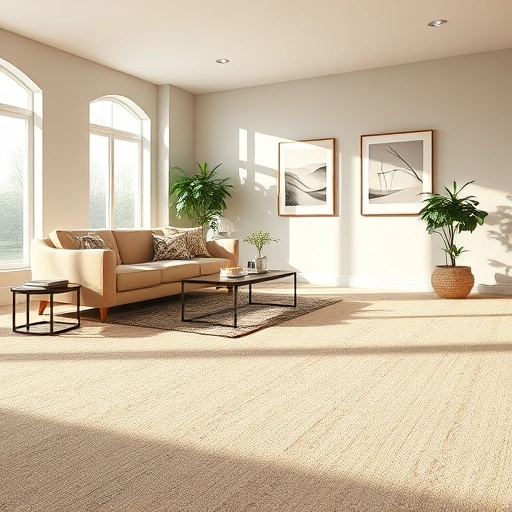 Spacious living room in Pinckney MI with plush beige carpet, modern furniture, and natural light creating a welcoming ambiance.