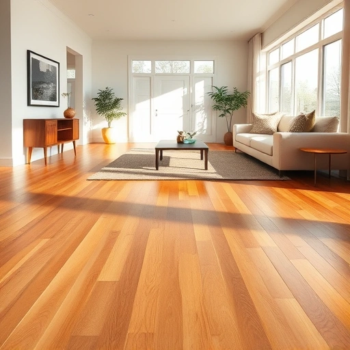 Spacious living room in Whitmore Lake, MI featuring elegant hardwood flooring and minimalistic decor.