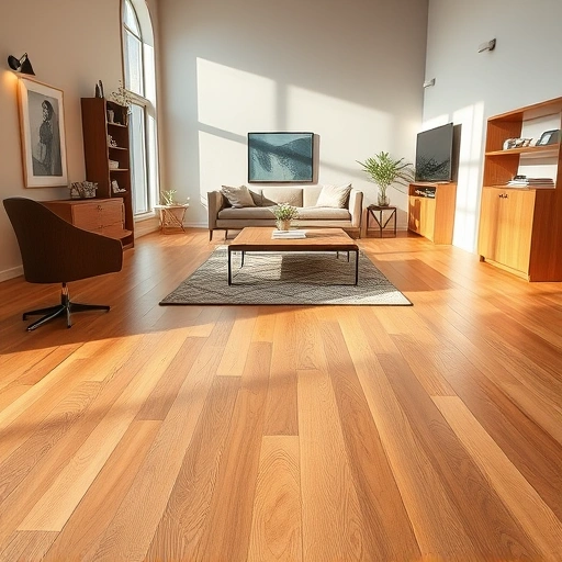 Elegant hardwood flooring in a spacious Royal Oak living room, illuminated by natural light with tasteful decor.