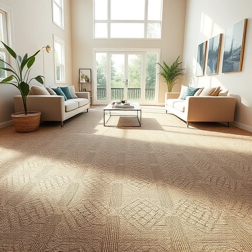 Brighton MI living room with plush earthy-toned carpet, modern furniture, and natural light creating a warm atmosphere.