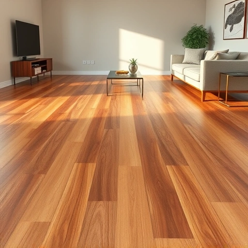 Polished hardwood flooring installation in Lyon Township MI with stylish furniture and warm ambient lighting.