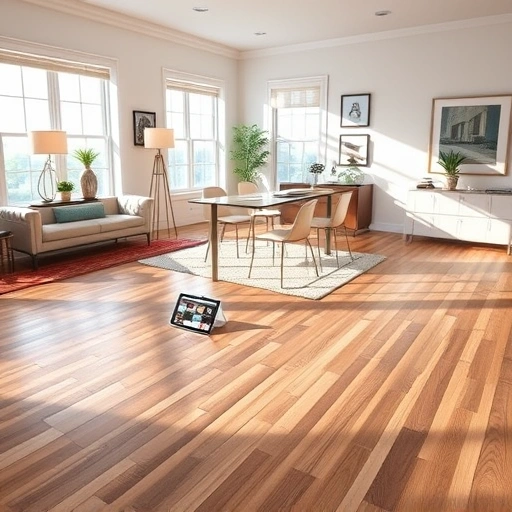 Spacious flooring consultation room in Ann Arbor with elegant samples, modern decor, and natural light.