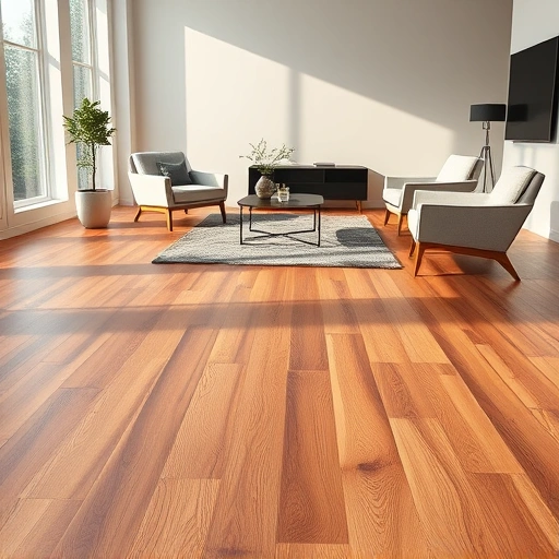 Beautiful hardwood flooring in a modern room in Novi MI with stylish furniture and natural light enhancing the decor.