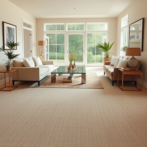 Elegant living room in Hamburg Township MI with plush carpet, tasteful decor, natural light, and inviting atmosphere.