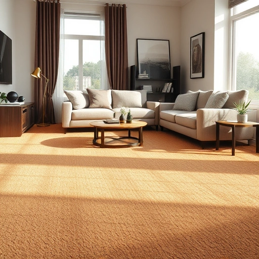 Completed carpet flooring installation in a modern Royal Oak living room with plush carpet and elegant decor.
