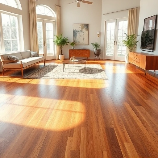 Stunning hardwood floor installation in Northville, MI, featuring warm tones, natural light, and elegant decor.