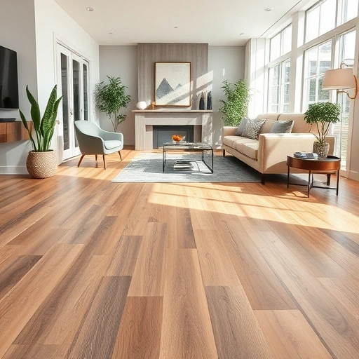 Spacious living room showcasing hardwood, laminate, and tile flooring in a harmonious, well-lit arrangement.
