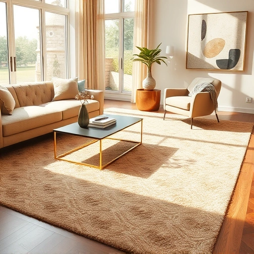 Luxurious living room in Ann Arbor with rich beige carpet, modern decor, and natural light enhancing the ambiance.