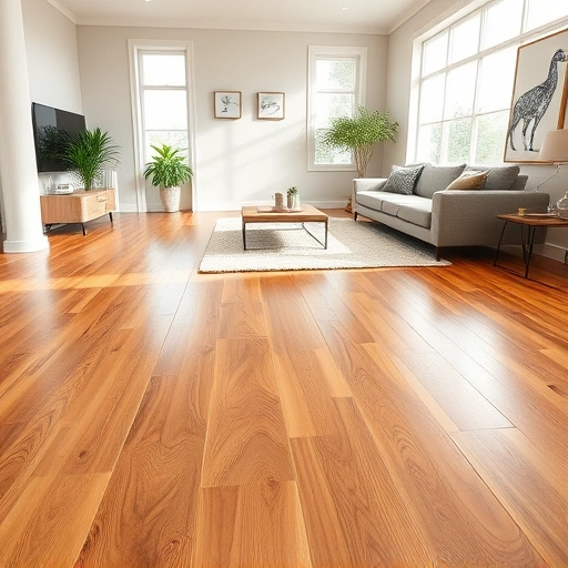 Modern living room in Milan MI with polished hardwood floors, minimalist furniture, and elegant decor elements.