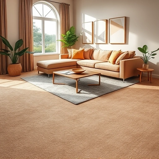 Luxurious living room in Dexter MI with rich beige carpet, modern furniture, and natural light enhancing the decor.