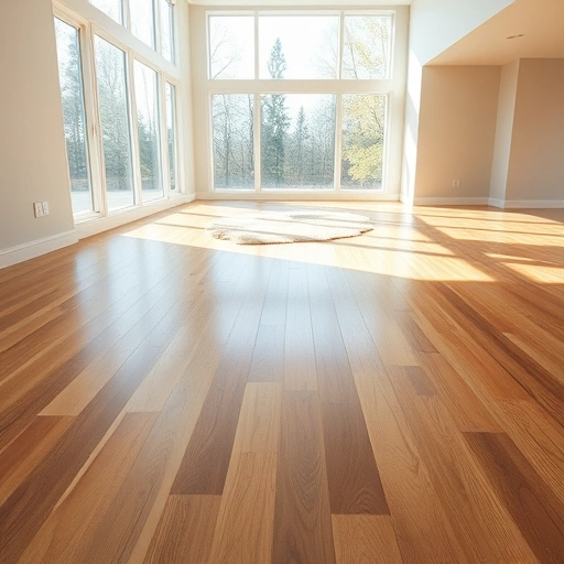 Spacious room in Ann Arbor with polished hardwood flooring, large windows, and a serene ambiance.