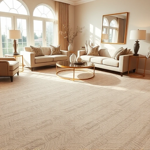 Luxurious living room in Shelby Township MI with textured carpet, modern furniture, and natural light ambiance.