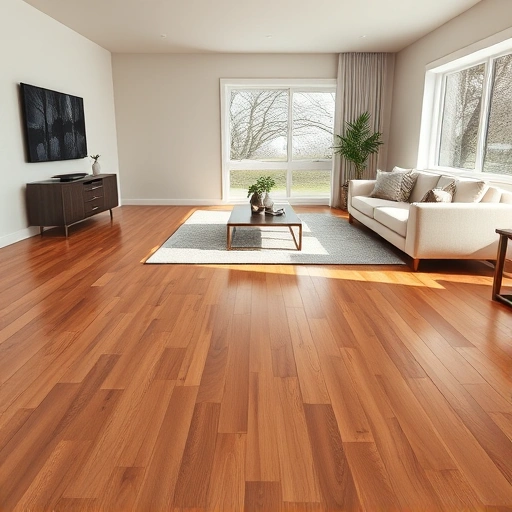 Spacious room with stunning hardwood floor, modern furniture, and ambient lighting in Sterling Heights MI.