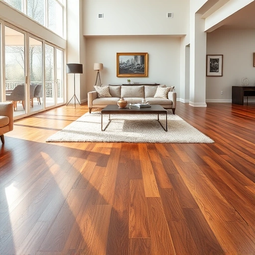 Spacious Plymouth MI living room with polished hardwood flooring, neutral walls, and stylish decor elements.