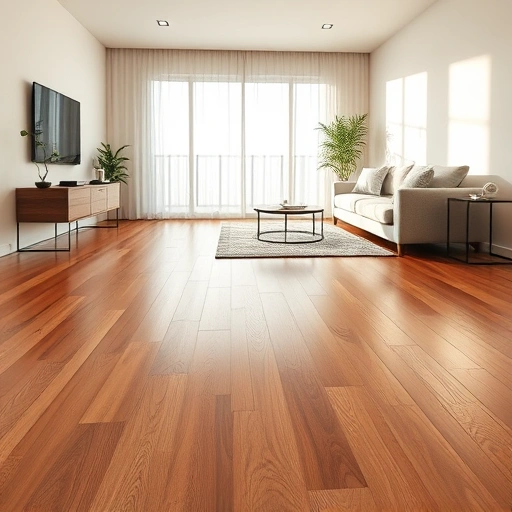 Beautiful hardwood flooring installation in a modern living space with natural light and minimalistic decor in Waterford Township MI.
