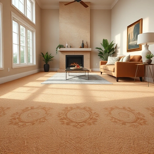 Spacious living room in Green Oak Township with warm beige carpet, modern fireplace, and stylish furniture arrangement.