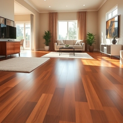 Polished hardwood floor in a stylish Farmington Hills living room with elegant rugs and natural light accents.