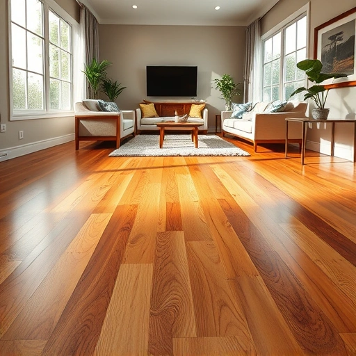Beautiful hardwood flooring installation in a bright Canton MI living room with modern decor and natural light.