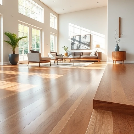 Spacious room in Ann Arbor, MI with polished hardwood, laminate, and tile flooring reflecting natural light.