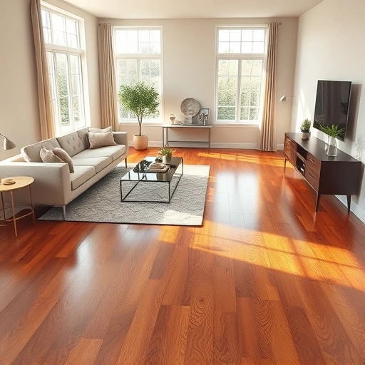 Elegant living room in Pinckney, MI, featuring gleaming hardwood floors, modern decor, and natural light.
