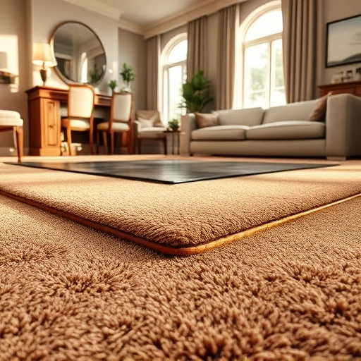 Carpet tack strip replacement in a modern Ann Arbor living room with plush carpet and elegant decor, highlighting craftsmanship.