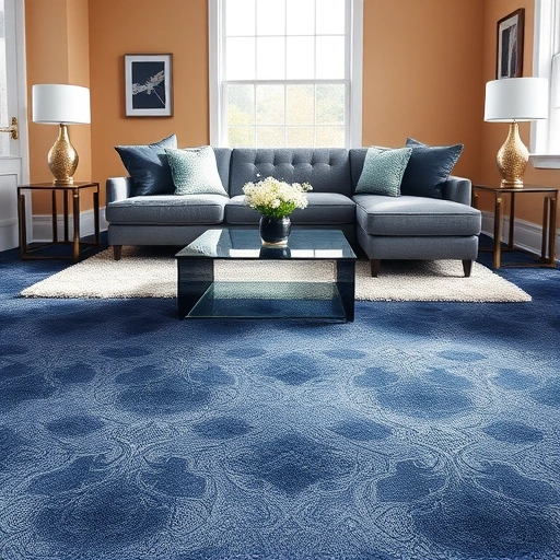 Luxurious living room in Lyon Township with deep navy carpet, elegant furniture, and natural light highlighting the space.