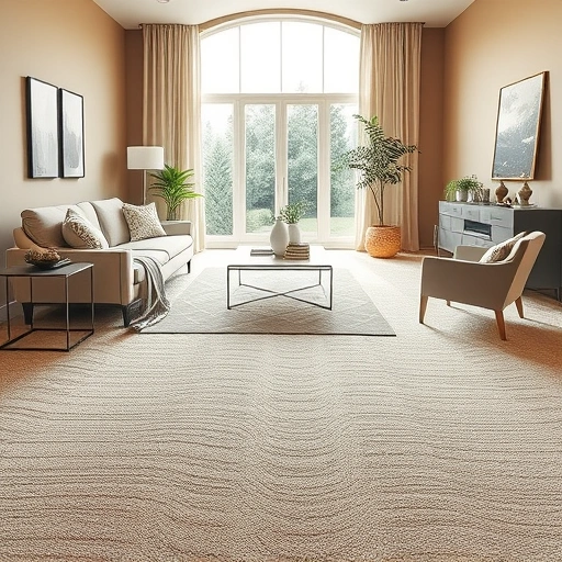 Spacious living room in Superior Township MI featuring luxurious beige carpet, modern furniture, and elegant decor.