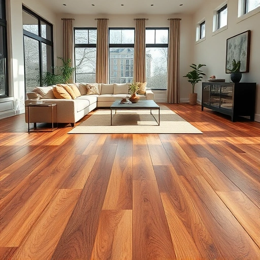 Luxury Vinyl Tile installation in a modern Ann Arbor living room with natural light and elegant decor elements.