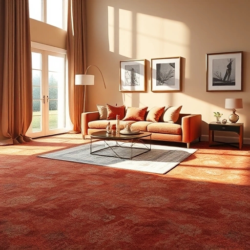 Luxurious living room in Novi, MI with rich carpet flooring, elegant decor, and natural sunlight enhancing textures.