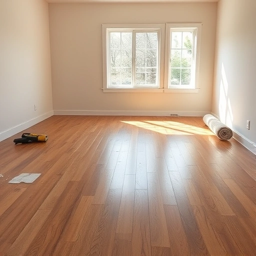 Carpet removal in a bright Ann Arbor room reveals polished hardwood floors and clean, inviting decor.