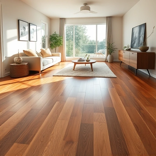 Elegant living room in Saline, MI with rich hardwood flooring, modern furnishings, and natural light enhancing the space.