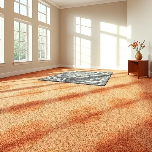 Completed carpet flooring installation in a spacious, well-lit room in Saline, MI with rich textures and vibrant colors.