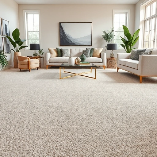 Luxurious plush carpet installation in a modern Oakland County living room with elegant furniture and natural light.