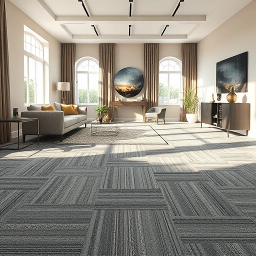 Carpet flooring installation in Waterford Township MI featuring rich textures and elegant patterns in a stylish room.