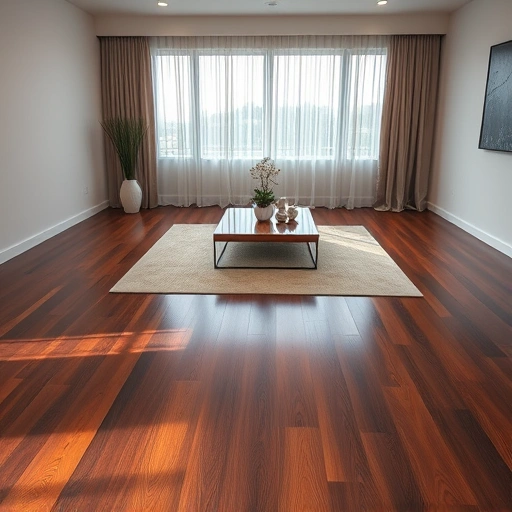Completed flooring installation in Shelby Township with dark hardwood, elegant rugs, and stylish decor in a serene setting.