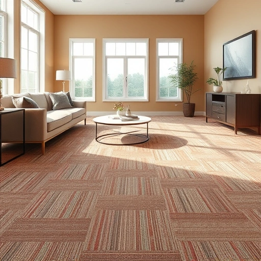 Spacious room in Plymouth MI with vibrant carpet, elegant furniture, and natural light showcasing flooring craftsmanship.