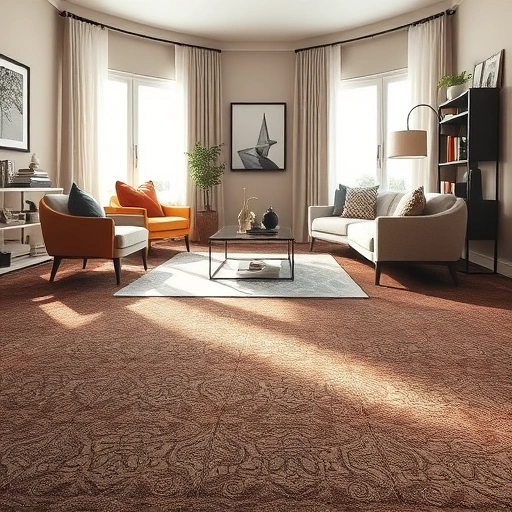 Completed carpet installation in a serene Walled Lake living room with rich hues and modern decor details.