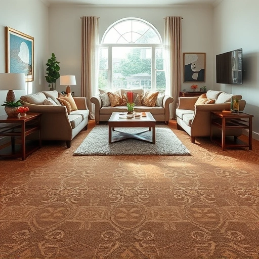 Stylish living room in Brighton MI with luxurious carpet, elegant furniture, and natural light highlighting details.